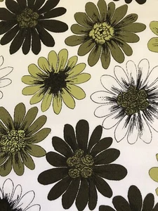 Vintage Australian Exclusive Sekers Fabric Green Floral daisies pure Cotton - Picture 1 of 11