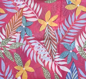 African Print, Chiffon Fabric - Pink, Orange, Green "Athilah’s Garden", ~2 Yards - Picture 1 of 4