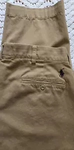 Vintage Polo Ralph Lauren Herren 35x30 (34×29) khakifarbene Prospekthose flache Vorderseite - Bild 1 von 19