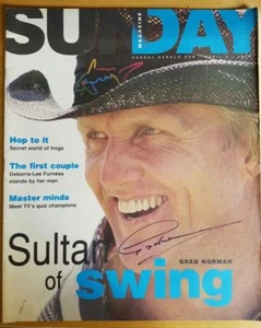 GREG NORMAN PERSONALLY SIGNED SUNDAY MAGAZINE WITH CERTIFICATE - Foto 1 di 1