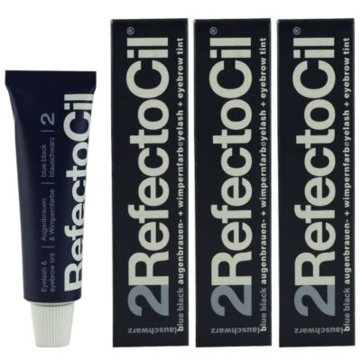 RefectoCil 2 Blue Black blauschwarz 3 x 15 ml Augenbrauenfarbe & Wimpernfarbe Se - Bild 1 von 2