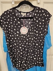 Umgee Damen kurze Bluse schwarz-weiß #WS4 Medium - Bild 1 von 4