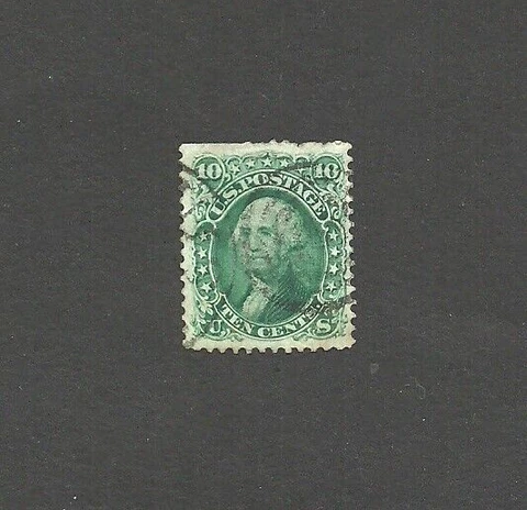 US Scott #68 Green 10 cent Washington. Used, F/VF Cover