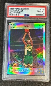 KEVIN DURANT PSA 10 2007-08 TOPPS CHROME #131 REFRACTOR ROOKIE 490/1499 RC