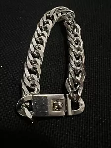 Bracciale unisex catena a pezzi misura 6 3/4 tono argento - Foto 1 di 11