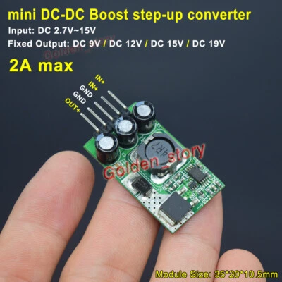 2A Mini DC-DC Boost Step Up Volt Converter 3V 3.3V 4.2V 5V 6V To 9V 12V 15V 19V - Image 1 of 4