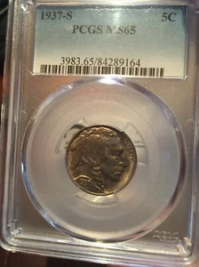 1937-S BUFFALO NICKEL PCGS MS-65 - Bild 1 von 2