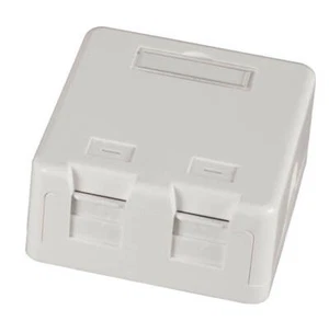 Netzwerkdose Verteilerbox Aufputz 2-Port mit Staubschutzklappe für Keystone Modu - Photo 1/2