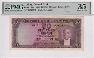 Turkey, 50 Lira, 1953, VF, p163a, Very Rare - Picture 1 of 2