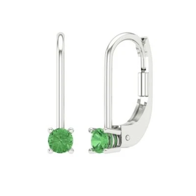 Green Zirconia Stud Earrings for Women, Lever Back (0.5 cttw, 4.0mm, Round-Cut) - Image 1 of 4