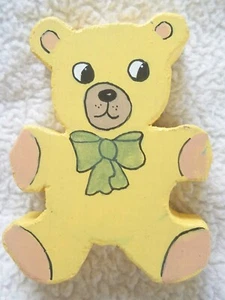Wooden Hand Painted Handmade Shelf Décor ~ Country Style Wooden Bear ~ Yellow - Picture 1 of 5