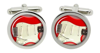 STRATOCASTER Gitarre Manschettenknöpfe IN Chrom Kiste - Bild 1 von 4