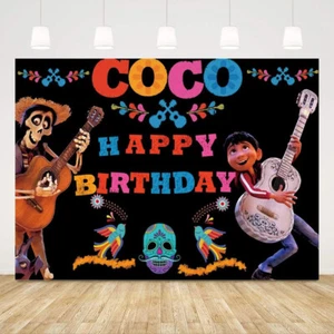 5x3ft Coco Happy Birthday Photo Backdrops Mexican Fiesta Style Photography Back - Picture 1 of 3