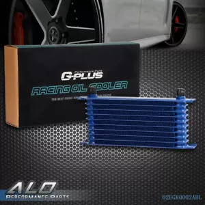 Universal 10 Row 10AN Aluminum Transmission Engine Oil Cooler Blue - Picture 1 of 6