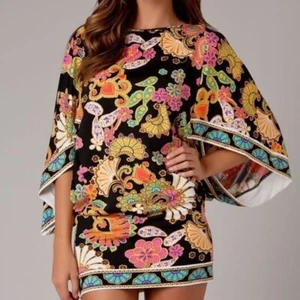 Trina Turk Women's L Nandini Print Swim Cover-Up Tunic Poncho Style - Picture 1 of 15