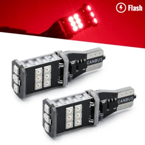 Syneticusa T10/192 Flash Strobe Red LED High Mount Stop 3RD Brake Light Bulbs - Picture 1 of 6