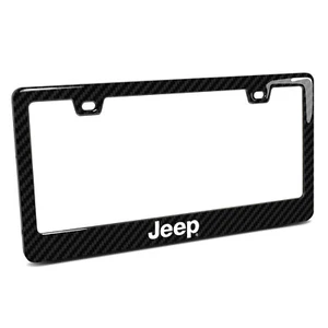 Jeep Black Real 3K Carbon Fiber Finish ABS Plastic License Plate Frame - Picture 1 of 8