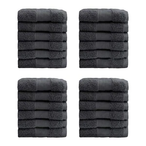 24 Pack Washcloths 100% Cotton Multicolor for SalonSPA & Bathroom Dark Grey - Picture 1 of 7