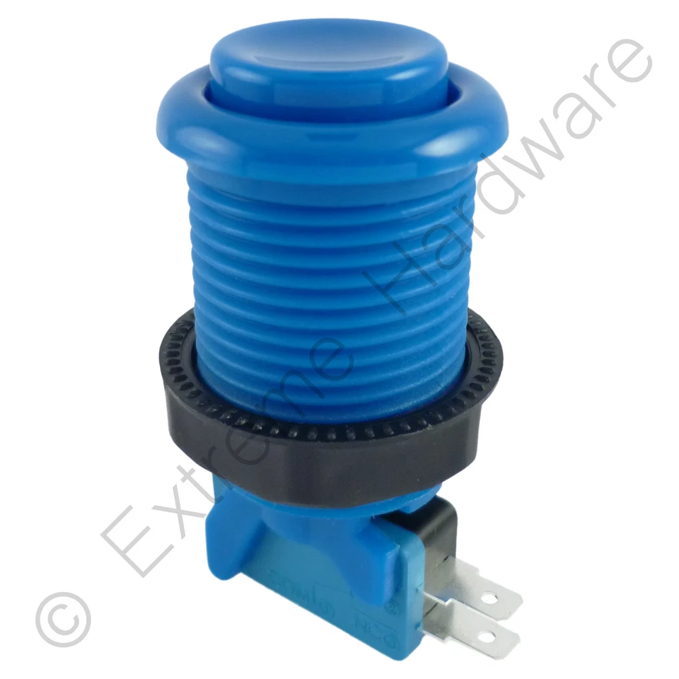 EXTREME HARDWARE Botón y microinterruptor arcade clásico redondo Happ Style 28 mm (azul) - MAME, JAMMA