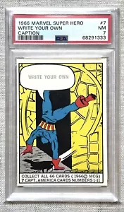RARE POP 20 1966 MARVEL SUPERHERO CAPTAIN AMERICA SPIDERMAN 1ST ROOKIE #7 PSA 7 - Picture 1 of 2