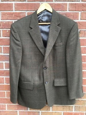 Abrigo deportivo Oscar De La Renta lana de cordero pata de gallo para hombre 42 S verde y marrón Foto 1 de 4