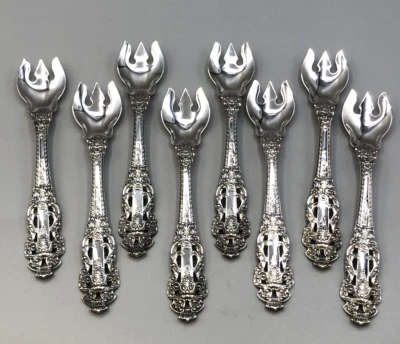 Crown Baroque de Gorham grupo de 8 tenedores de helado de plata de ley 5 5/8" Foto 1 de 4