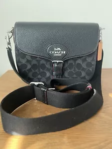 Pre-Loved Coach CQ187 Amelia Small Saddle Bag In Signature Denim Black RP $329 - Picture 1 of 7