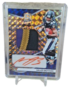 Miles Boykins Rc #1/15 3 Color Patch Auto Spectra Ravens 2019 Panini - Picture 1 of 4