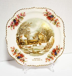 Plate 8.5" The Farmer's Home Winter Skyline Drive VA Currier & Ives Ceramic - Picture 1 of 5