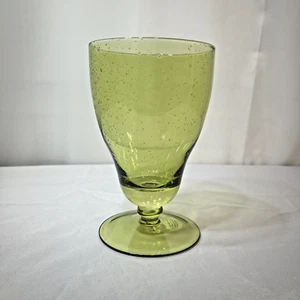 Anthropologie Bruna Stemless Drinking Glass Green Hand Blown Bubble Glass - Picture 1 of 9