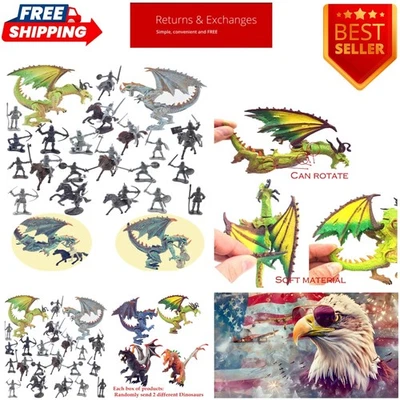 Figuras de acción de caballería caballero dragón fantasía con dinosaurios - 20 soldados y más Foto 1 de 4