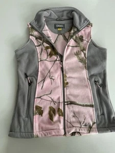 WOMEN'S SIZE Small REALTREE PINK CAMO Vest Cabela’s Fleece Side Pockets Hunt - Picture 1 of 2