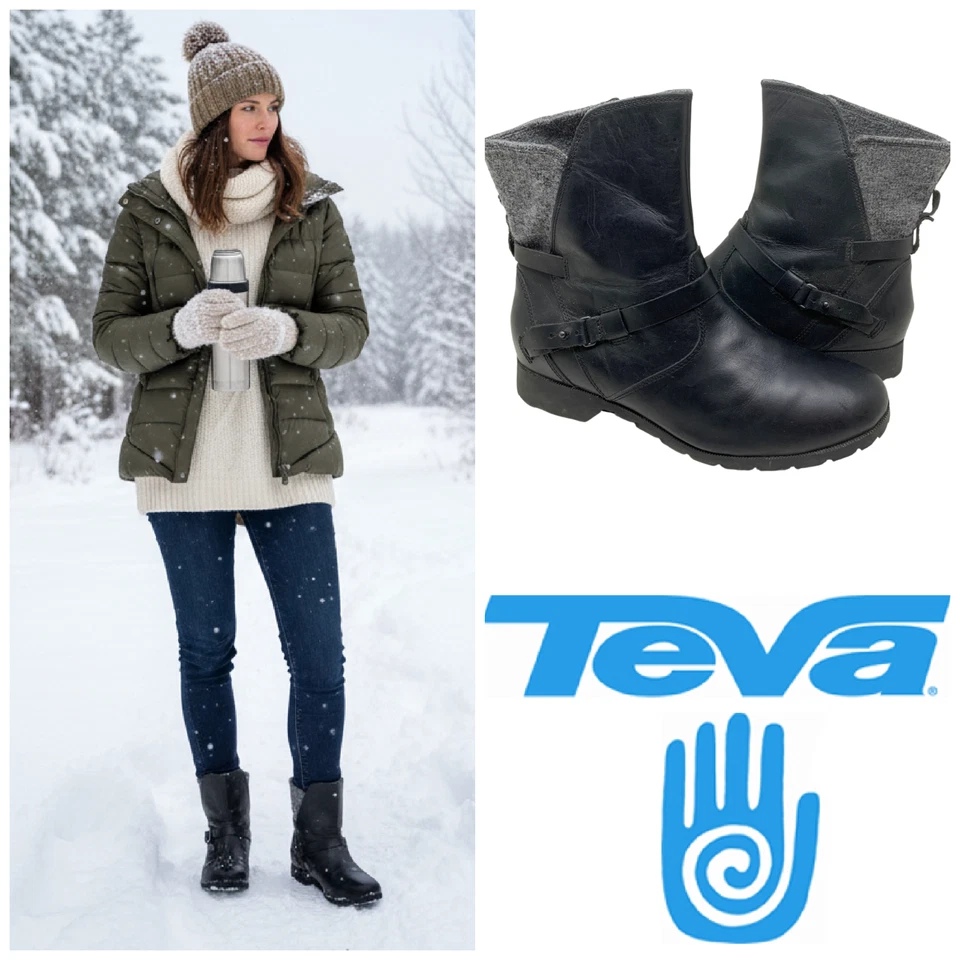 Botas Teva De La Viña Negras Impermeables Cuero Gris Lana Para Mujer Talla 10 1005514 Foto 1 de 4