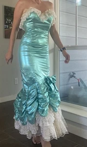 Vintage 80er Loralie Ballkleid Southern Belle Kleid trägerlos Saloon Abschlussball Queen 8 - Bild 1 von 15