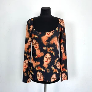 Isabel de Pedro Netztop Katzenmotiv UK 10 Y2K Gaultier-Stil Vintage Stretch - Bild 1 von 8