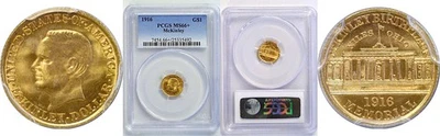 1916 $1 McKinley Gold Commemorative PCGS MS-66+ - Image 1 of 3