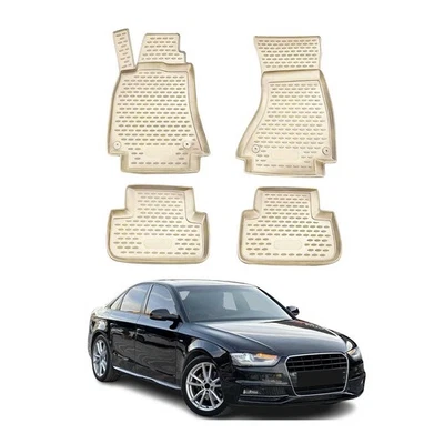 OMAC Floor Mats Liner for Audi A4 S4 B8 Sedan Avant Allroad 2008-2016 Beige TPE - Image 1 of 4