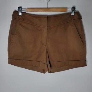 DKNY brown cuffed poplin shorts Size 6 EUC - Picture 1 of 6