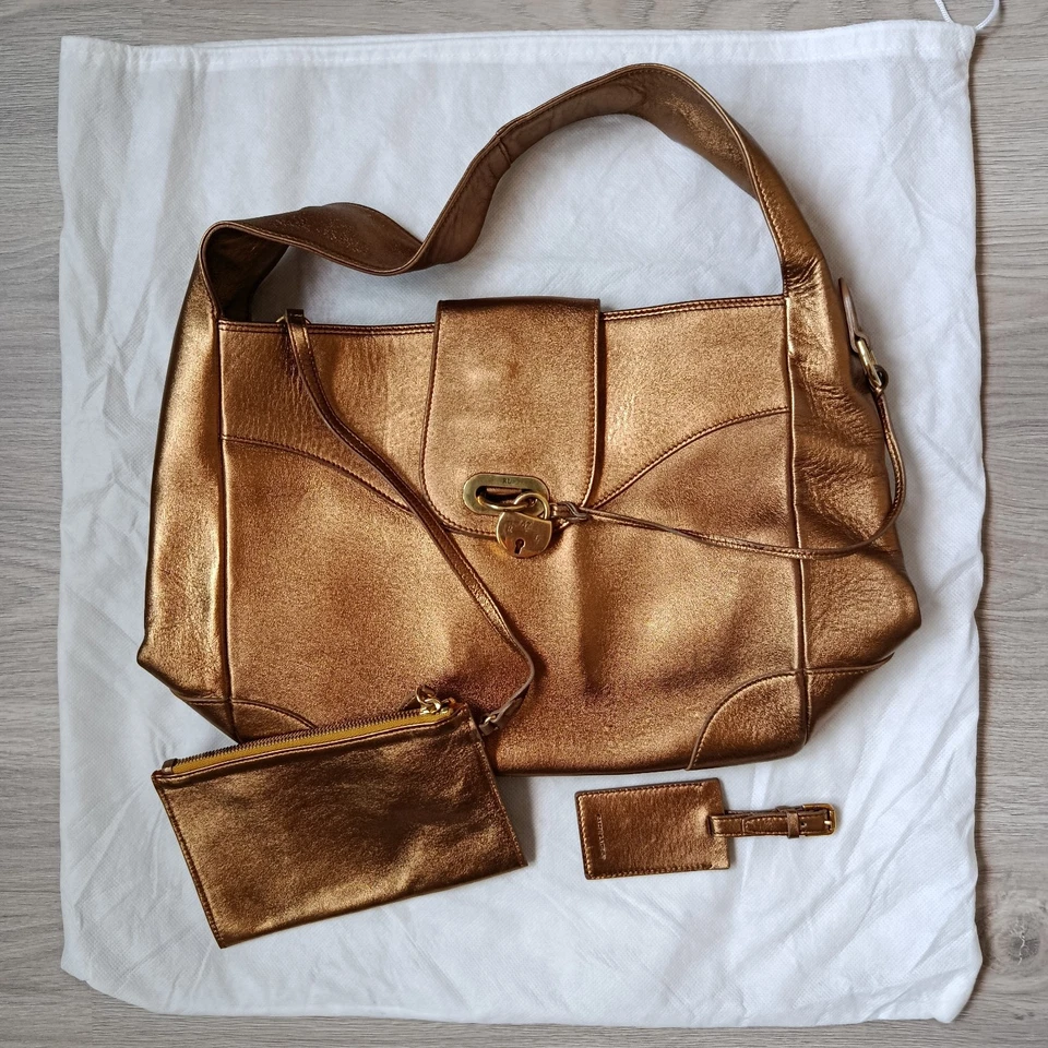 RALPH LAUREN PURPLE LABEL Collection Gold Leather Tote RL67 Handbag RRP 2000$+ Foto 1 de 4