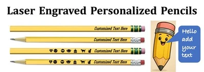 Personalized Custom Engraved Pencils for Schools Kids and Party-Teconderoga & + - Image 1 of 4
