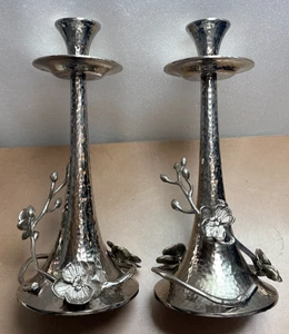 Michael Aram White Orchid Candlesticks Set of 2 - Picture 1 of 9