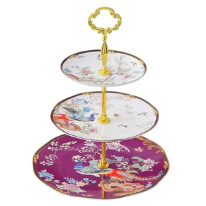 Soporte para té de la tarde de 3 niveles soporte para servir porcelana soporte para cupcakes flor vintage... - Imagen 1 de 6