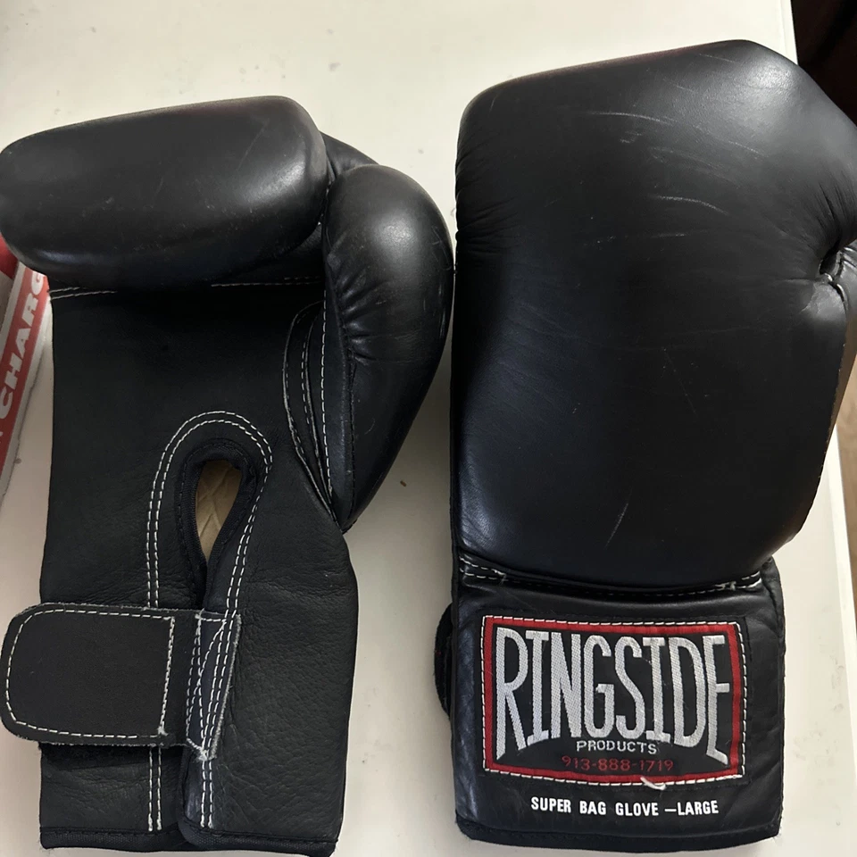 Ringside Super Bag Boxing Gloves 12 oz  Black Size Large Training Sparring - Image 1 of 4