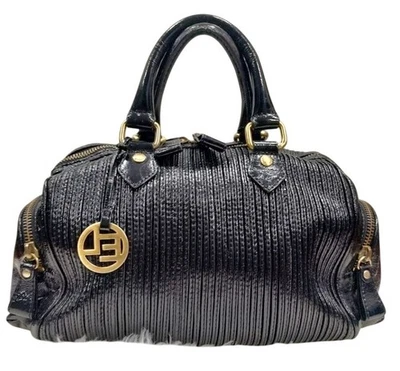 Сумочка Elliott Lucca черная лакированная кожа с золотыми акцентами сумка с двойной ручкой - Изображение 1 из 4