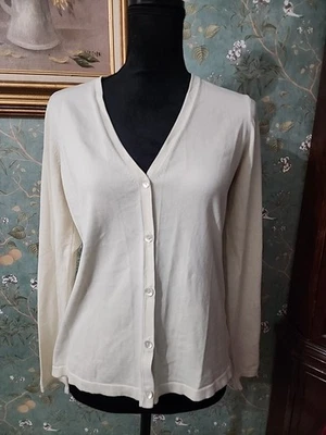 Suéter cárdigan para mujer Jones New York talla mediana marfil seda Foto 1 de 4