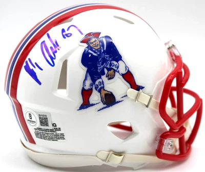 Mini casco de fútbol americano Rob Gronkowski New England Patriots con Beckett BV10318 Foto 1 de 2