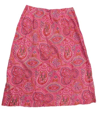 NY & CO Skirt Womens Size S Pink Paisley 100% Silk Below Knee Pull On Barbiecore - Image 1 of 4