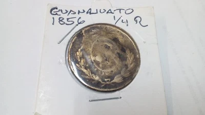 Mexico 1856 Guanajuato 1/4 Real Most RARE Copper Octavo Libertad Eagle - Image 1 of 2