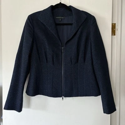 Jaqueta Blazer Lafayette 148 New York Feminina Tamanho 10 Azul Marinho Glitter Formal - Imagem 1 de 4