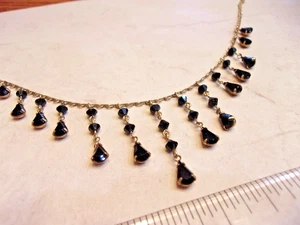 Vintage Look Austrian Crystal USA Teardrop Shape Beaded Dangle Necklace - Picture 1 of 10